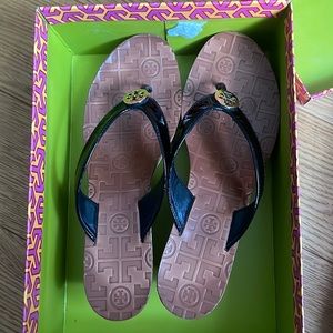 Tory Burch black wedge patent